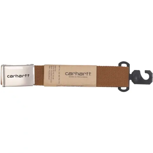 Belts, male, , Size: ONE SIZE Brown Clip Belt Hamilton Streetwear - Carhartt WIP - Modalova