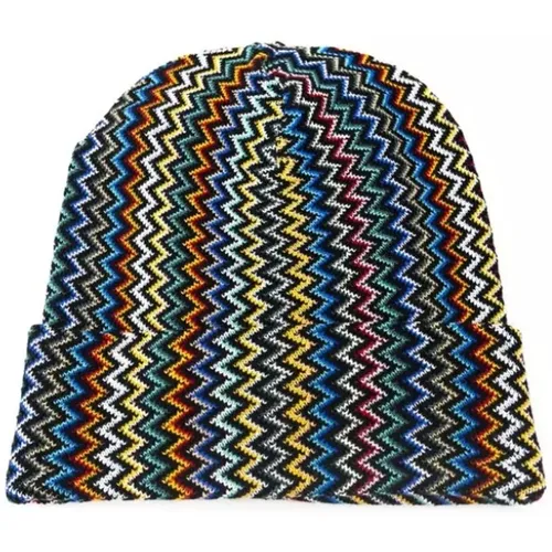 Beanies, male, , Size: ONE SIZE Geometric Fantasy Wool Beanie - Missoni - Modalova