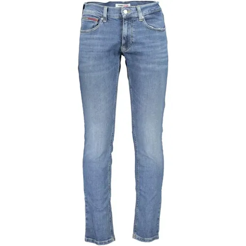 Slim Fit Bestickte Jeans mit Wascheffekt , Herren, Größe: W28 L32 - Tommy Hilfiger - Modalova