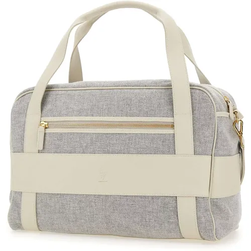 Grey Wool Flannel Duffle Handbag , male, Sizes: ONE SIZE - Eleventy - Modalova