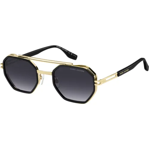 Sunglasses, male, , Size: 54 MM Gold Sunglasses Grey Shaded Style - Marc Jacobs - Modalova