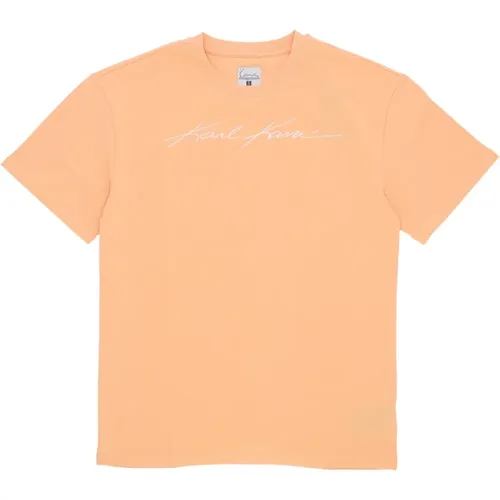 Autograph Heavy Jersey Boxy Tee Apricot , Herren, Größe: XS - Karl Kani - Modalova