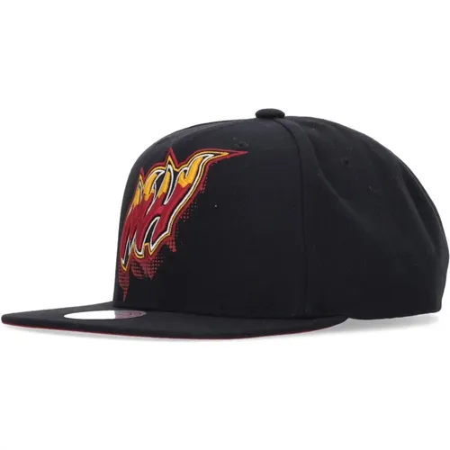 Miami Heat Flat Visor Cap , male, Sizes: ONE SIZE - Mitchell & Ness - Modalova