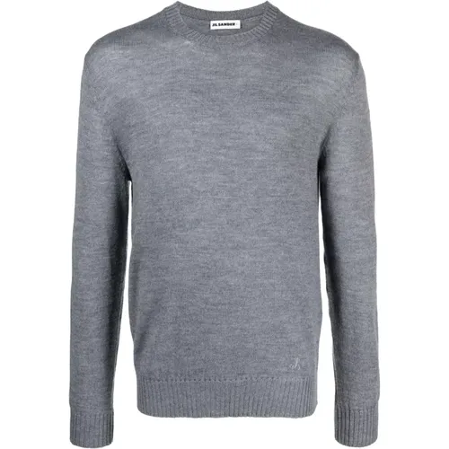 Grey Wool Sweater Crewneck Long Sleeve , male, Sizes: L, S, XL, M - Jil Sander - Modalova