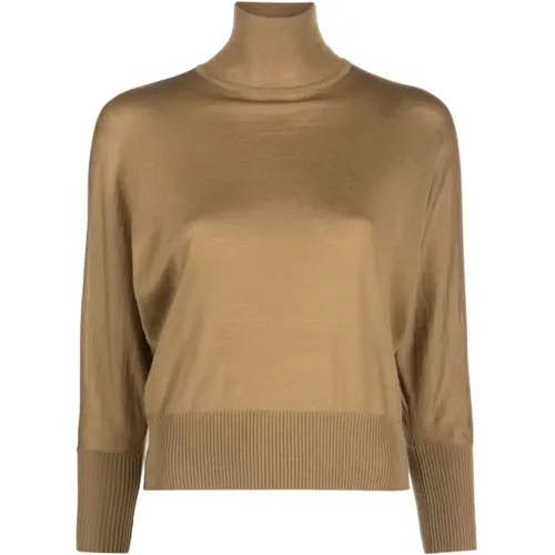 Camel Wool High-Neck Sweater , female, Sizes: XL, L - Max Mara - Modalova
