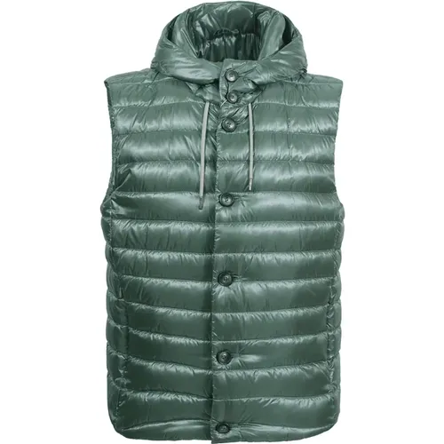 Vests, male, , Size: XL Sleeveless Hooded Snap Closure Coat - Herno - Modalova