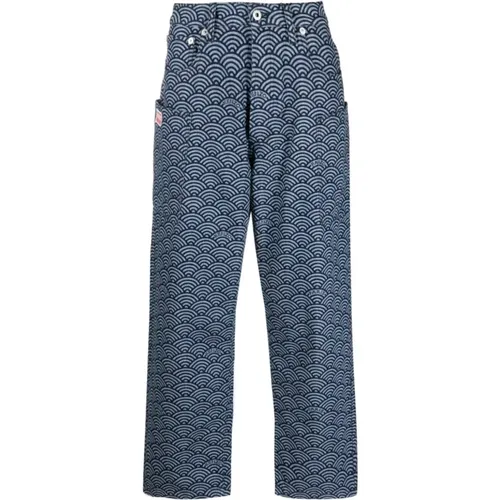 Geometric Print Navy Cargo Jeans , male, Sizes: W32, W34, W31 - Kenzo - Modalova