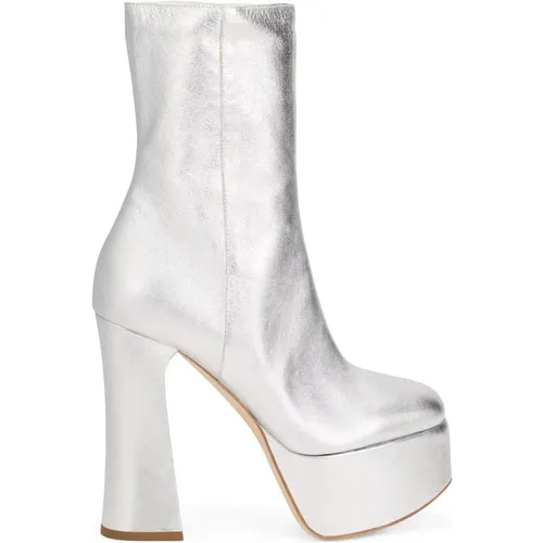 Heeled Boots, female, , Size: 10 US Silver ankle boots with high heels and a modern and versatile design - Philosophy di Lorenzo Serafini - Modalova