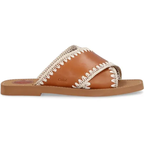 Woody Leather Sandals , female, Sizes: 3 UK - Chloé - Modalova