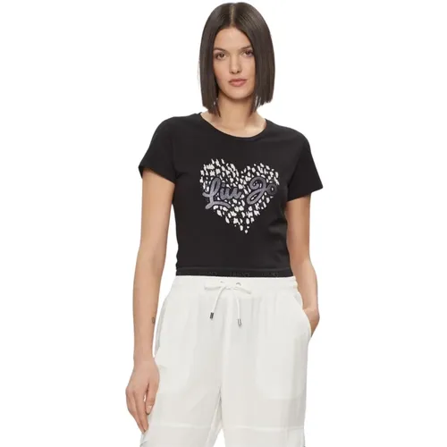 T-Shirts, female, , Size: XS Short-Sleeve Cotton T-Shirt - Liu Jo - Modalova