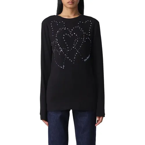 Glitzerndes Herz Langarm T-shirt - Love Moschino - Modalova