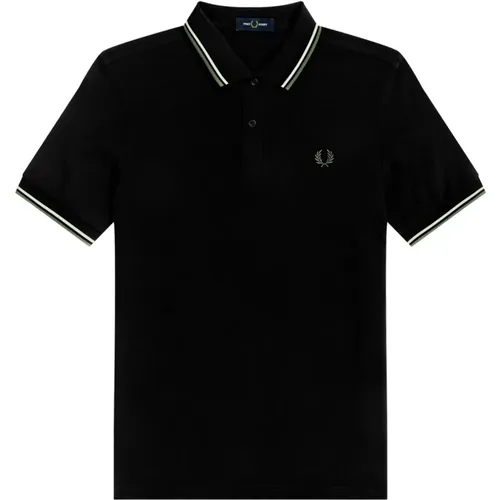 Polo Shirts, male, , Size: 2XL Double Green Apple Border Polo Shirt - Fred Perry - Modalova