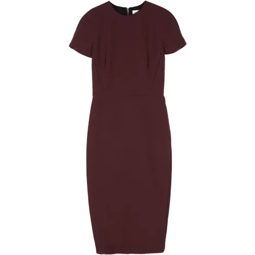 Deep Mahogany Burgundy Zip Dress , female, Sizes: S, XS - Victoria Beckham - Modalova