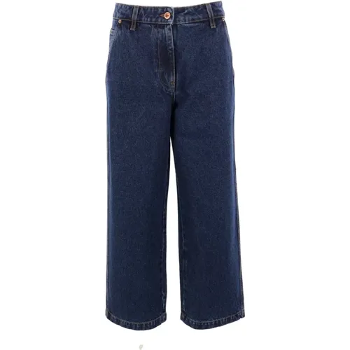 Weite Dunkelblaue Baumwoll-Denim-Jeans , Damen, Größe: W25 - Aspesi - Modalova