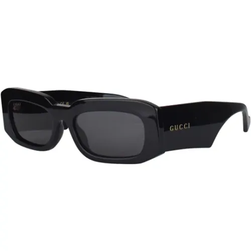 Rechteckige Schwarze Sonnenbrille mit Goldlogo, Gg1426S Sonnenbrille - Gucci - Modalova
