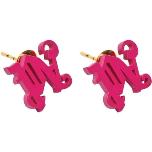 Golden Fuchsia Monogram Earrings , female, Sizes: ONE SIZE - Palm Angels - Modalova