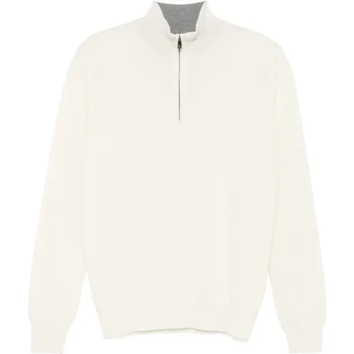 Luxuriöser Wolle/Kaschmir Half-Zip Strick , Herren, Größe: M - Corneliani - Modalova