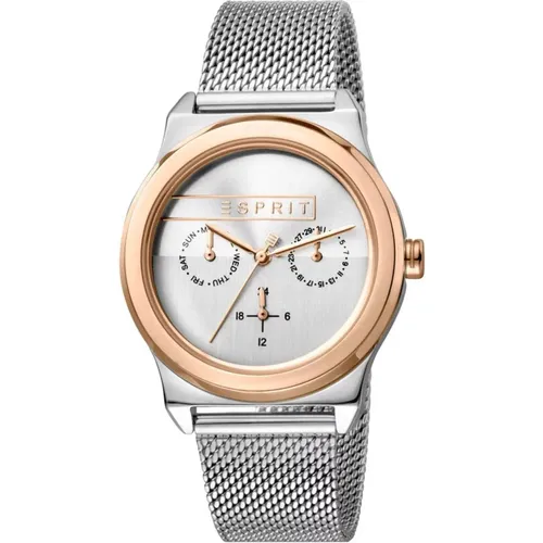 Watches, female, , Size: ONE SIZE Silver Stainless Steel Quartz Analog Watch - Esprit - Modalova