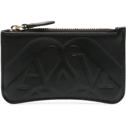 Leather Wallet with Logo Print , female, Sizes: ONE SIZE - alexander mcqueen - Modalova