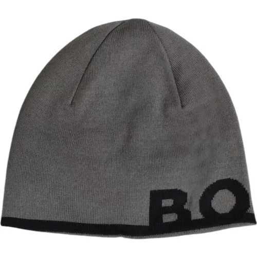 Beanies, male, , Size: ONE SIZE Printed Wool Slip-On Cap - Hugo Boss - Modalova