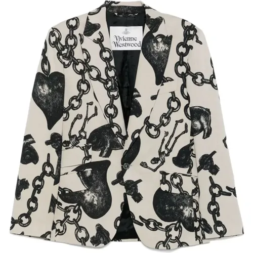 Blazers, male, , Size: L Heart Chain Print Jacket - Vivienne Westwood - Modalova