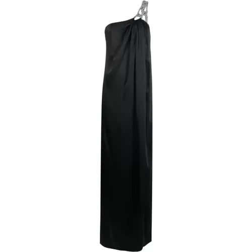 Schwarzes Kleid mit Kristallverzierung und einem Schulterriemen - Stella Mccartney - Modalova