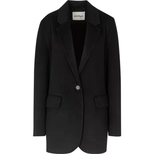 Wool Blend Blazer with Revers Collar , female, Sizes: M - Ottod'Ame - Modalova