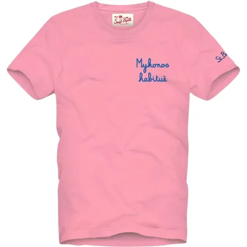 Embroidered Portofino Mykonos T-Shirt , male, Sizes: XL, M - MC2 Saint Barth - Modalova