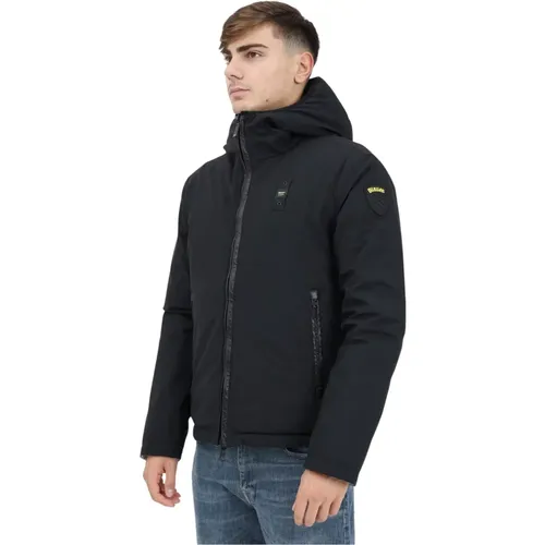 Wendbare Steppjacke Schwarz Horizontale Streifen , Herren, Größe: 2XL - Blauer - Modalova