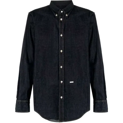 Denim Shirt with Button-Down Collar , male, Sizes: L, XL - Dsquared2 - Modalova