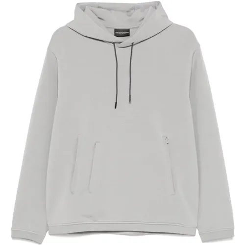 Grauer Pullover mit Kapuze und Reißverschluss , Herren, Größe: XL - Emporio Armani - Modalova