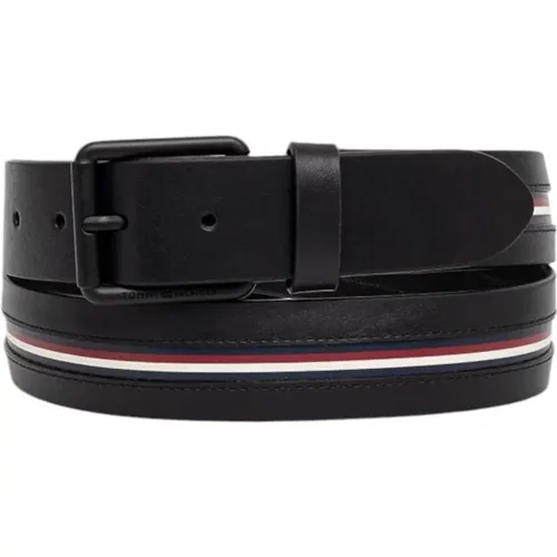 Belts, male, , Size: 100 CM Brown Leather Belt with Buckle Fastening - Tommy Hilfiger - Modalova