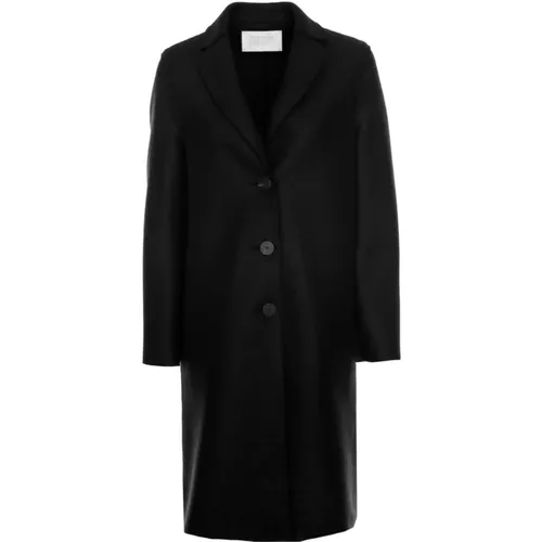 Single-Breasted Coats, female, , Size: XS Italian Wool Overcoat with Wood-Look Buttons - Harris Wharf London - Modalova