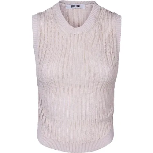 Women's Cropped Cotton Knit Tank Top , female, Sizes: 2XS, M, XS - Mauro Grifoni - Modalova