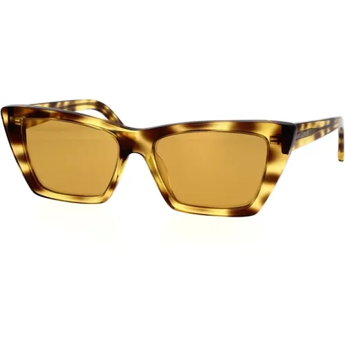 Best Selling Female Sunglasses with Mirrored Yellow Lenses , female, Sizes: 53 MM - Saint Laurent - Modalova