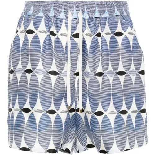 Grafikdruck Seiden Shorts , Damen, Größe: 2XS - Lorena Antoniazzi - Modalova