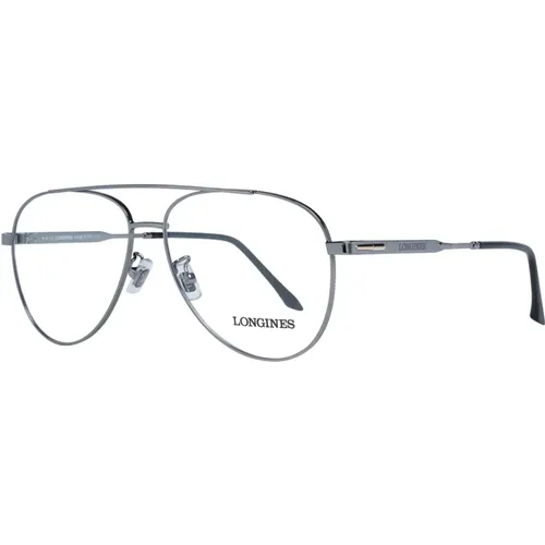 Glasses, male, , Size: ONE SIZE Gunmetal Aviator Optical Frames - Longines - Modalova