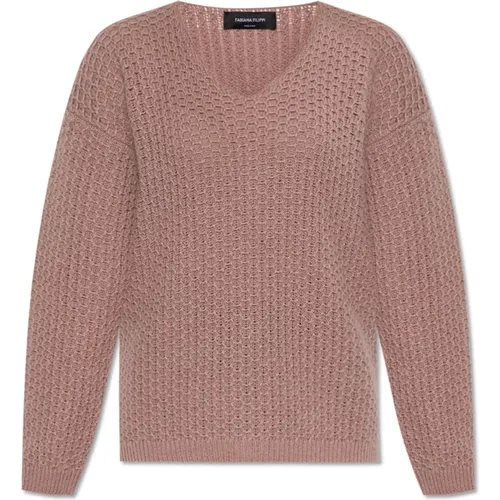 V-neck Knitwear, female, , Size: S V-neck sweater - Fabiana Filippi - Modalova
