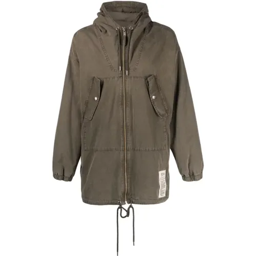 Parkas, male, , Size: L Logo-Patch Zip-Up Cotton Jacket - Moschino - Modalova