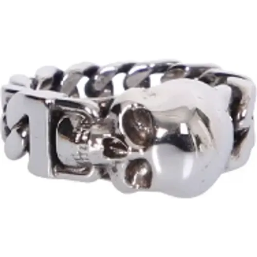 Innovative Silver Skull Ring - Edgy Style , male, Sizes: 58 MM - alexander mcqueen - Modalova