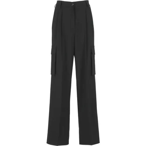 Schwarze Wollmischung Palazzo Hose , Damen, Größe: XS - Herno - Modalova