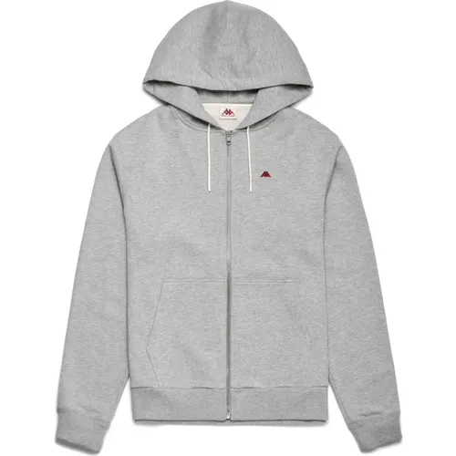 Zip-throughs, male, , Size: M Portos Hooded Sweatshirt, Grey Marl - Kappa - Modalova