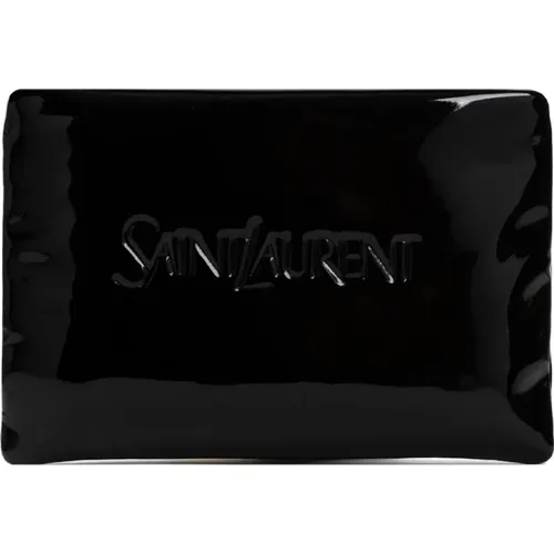 Polyurethane Pouch Wet Effect , male, Sizes: ONE SIZE - Saint Laurent - Modalova