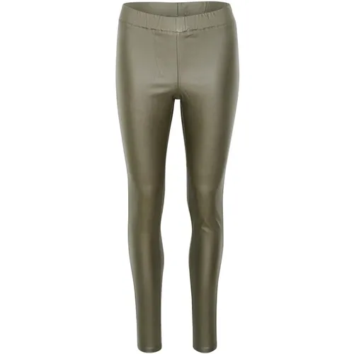 Coated Slim-Fit Jeggings Forest Night , Damen, Größe: XL - Kaffe - Modalova