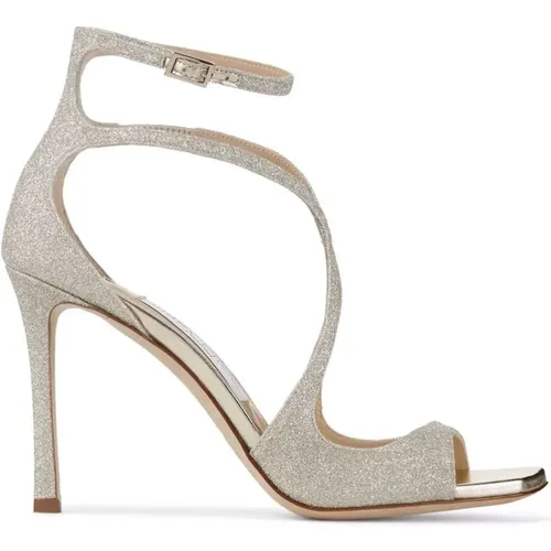 Platinum Glitter Azia Sandals , female, Sizes: 4 1/2 UK, 3 UK, 8 UK, 4 UK - Jimmy Choo - Modalova