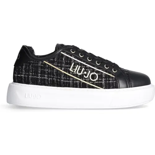 Schwarze Tweed Sneakers mit Logo , Damen, Größe: 37 EU - Liu Jo - Modalova