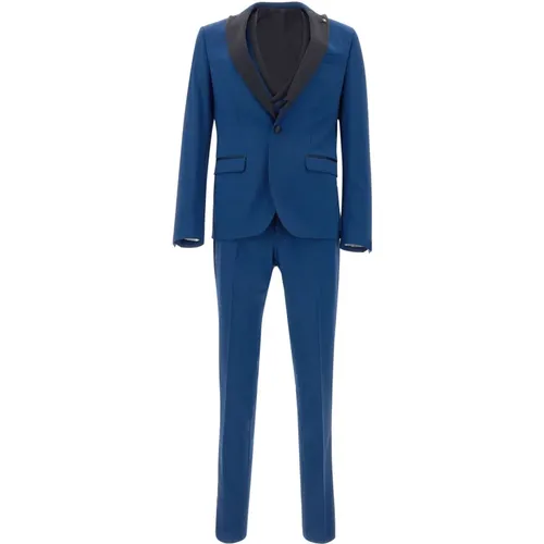 Three-Piece Formal Suit with Contrasting Profiles , male, Sizes: M, S, XL, L, 2XL - Manuel Ritz - Modalova