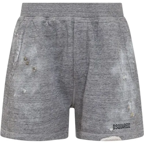 Logo Cotton Shorts Destroyed Effect , male, Sizes: L - Dsquared2 - Modalova