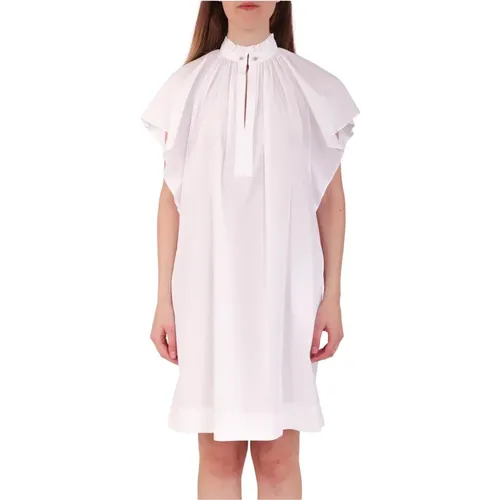 Baumwoll Mini Kleid mit Rüschen , Damen, Größe: XS - Max Mara Studio - Modalova