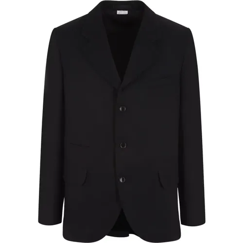 Wool Drill Jacket with Classic Lapel and Zip Detail , male, Sizes: M - Comme des Garçons - Modalova